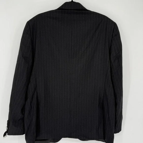 Stafford Blazer Mens 46R Charcoal Pinstripe 2 Button Classic Fit Super 100s Wool